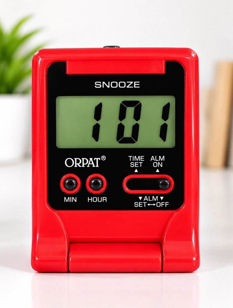 Red Digital Alarm Clock with Snooze
