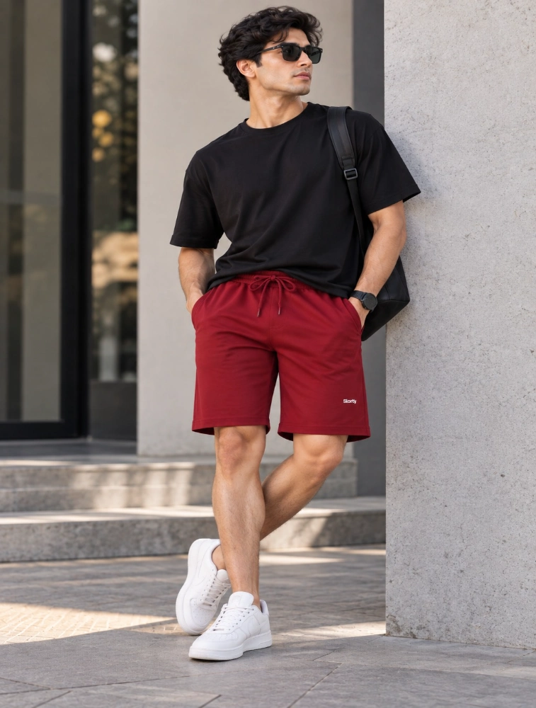 Red Everyday Cotton Shorts