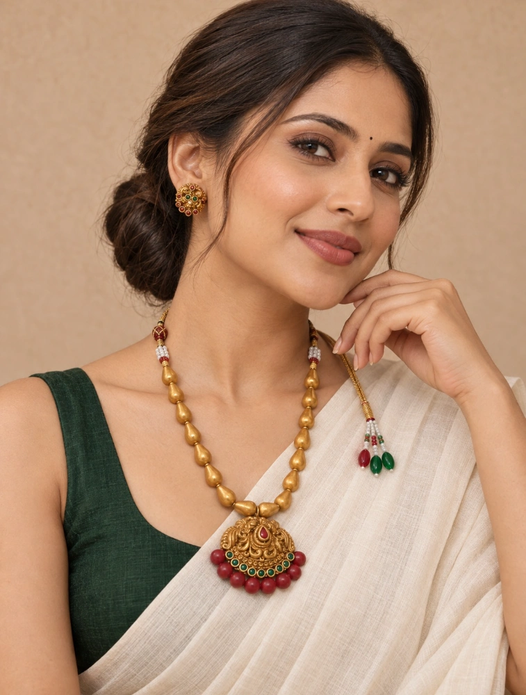 Red Festive Royal Elegance Traditional Terracotta Jewellery Set