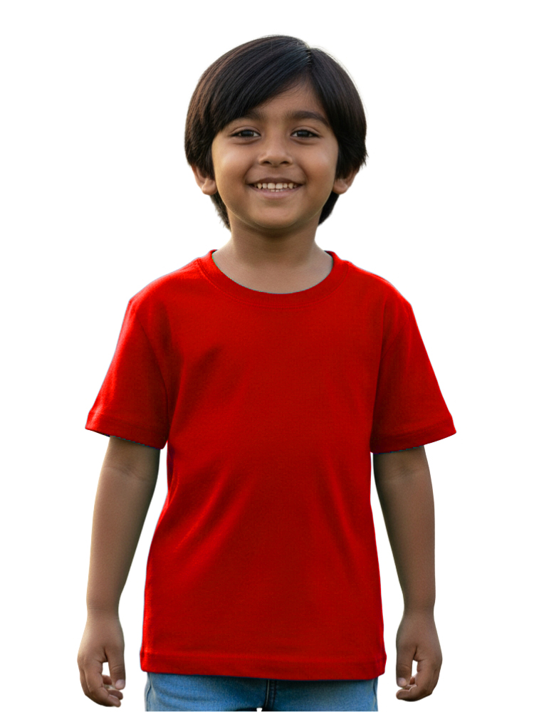 Red Kids Polycotton 180 GSM Round Neck T-Shirts