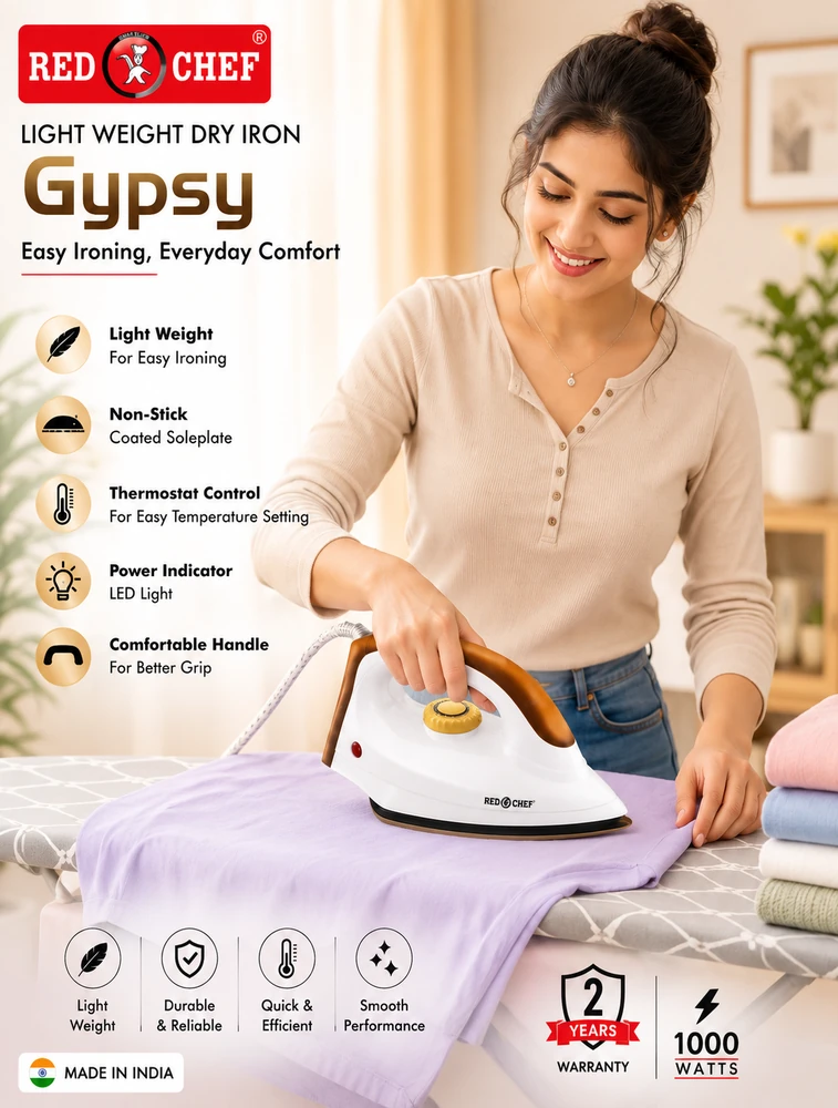 Red Kitchen Chef Gypsy Dry Iron Box 1000watts