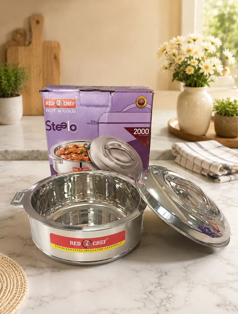 Red Kitchen Chef Hot And Cold Stainless Steel Insulated Casserole 2000ML