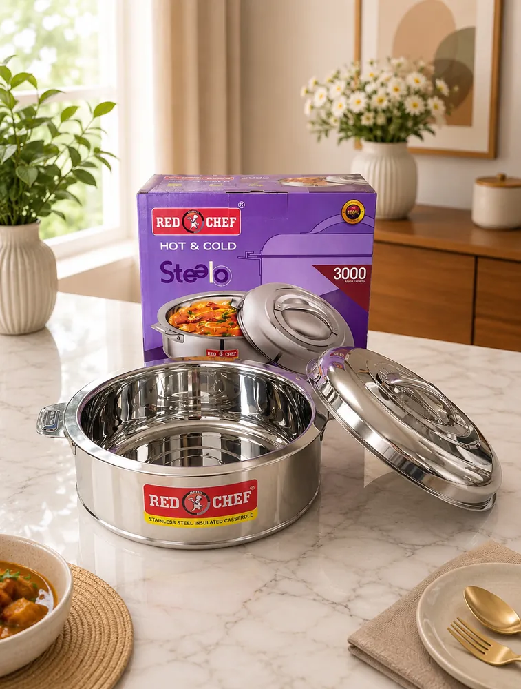 Red Kitchen Chef Hot And Cold Stainless Steel Insulated Casserole 3000ML