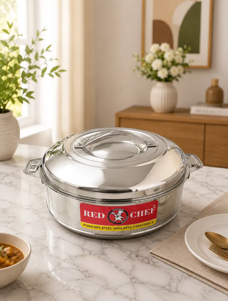 Red Kitchen Chef Hot And Cold Stainless Steel Insulated Casserole 4500ML