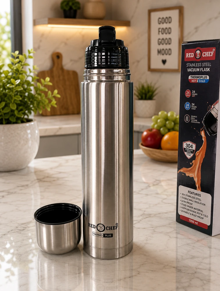 Red Kitchen Chef Hot And Cold Stainless Steel Vacuum Flask 1000ML — bulk from ₹2130