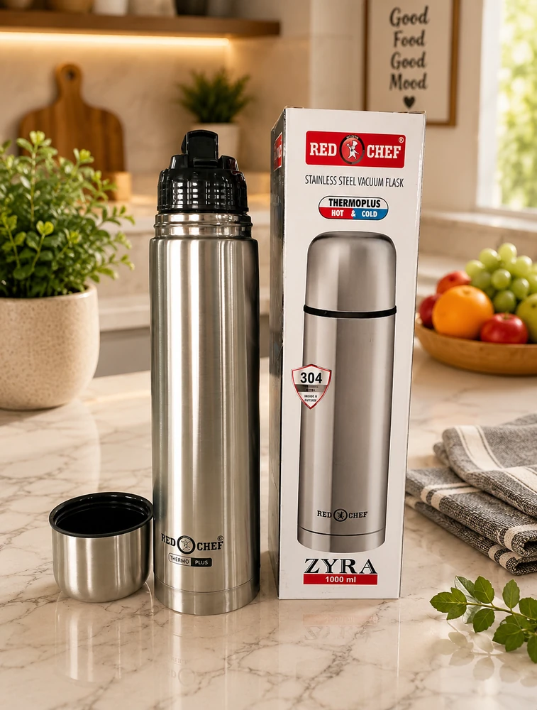Red Kitchen Chef Hot And Cold Stainless Steel Vacuum Flask