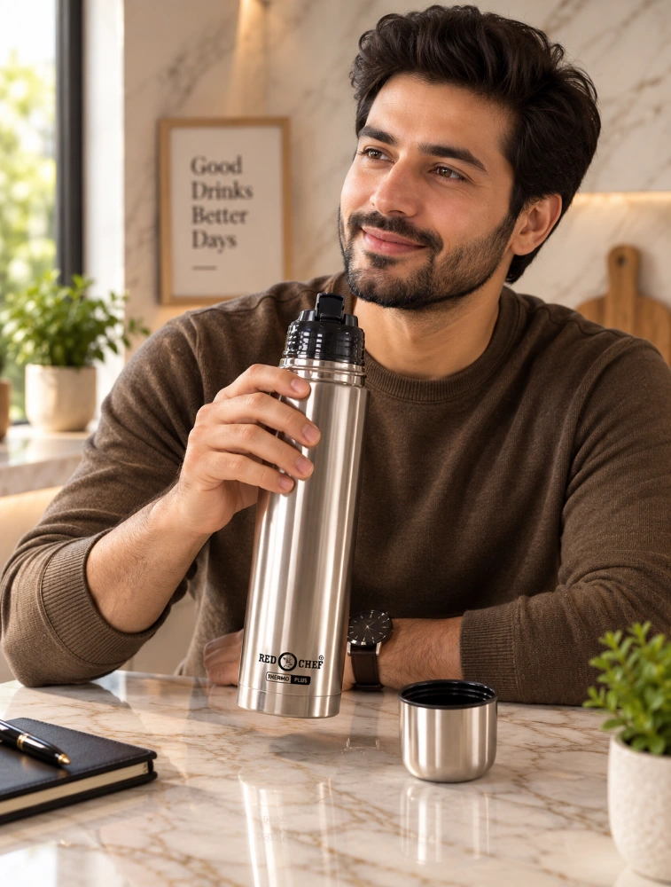 Red Kitchen Chef Hot And Cold Stainless Steel Vacuum Flask