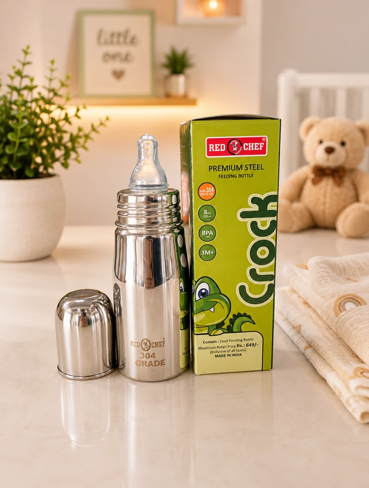 Red Kitchen Chef Premium Steel Feeding Bottle 200ML