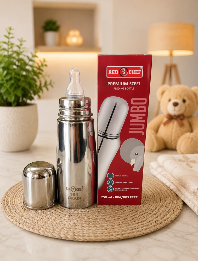 Red Kitchen Chef Premium Steel Feeding Bottle 250ML