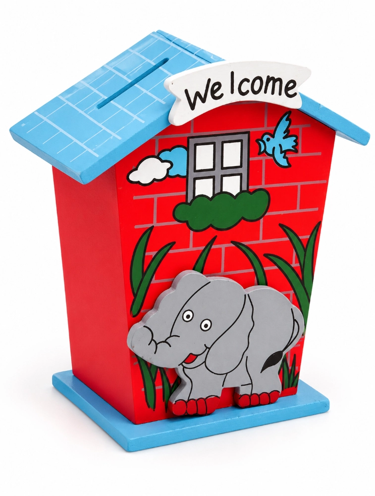 Red Little Saver Small House Coin Box