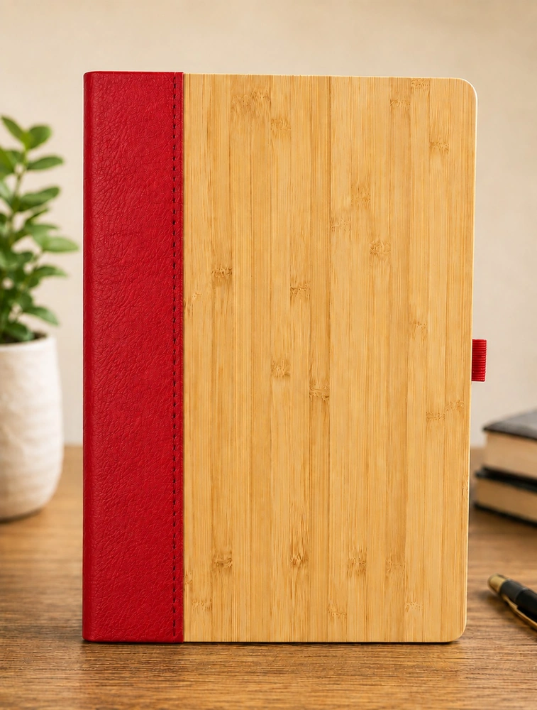 Red Office Planner A5 Dairy Ruled 192 Pages Wooden Dairy