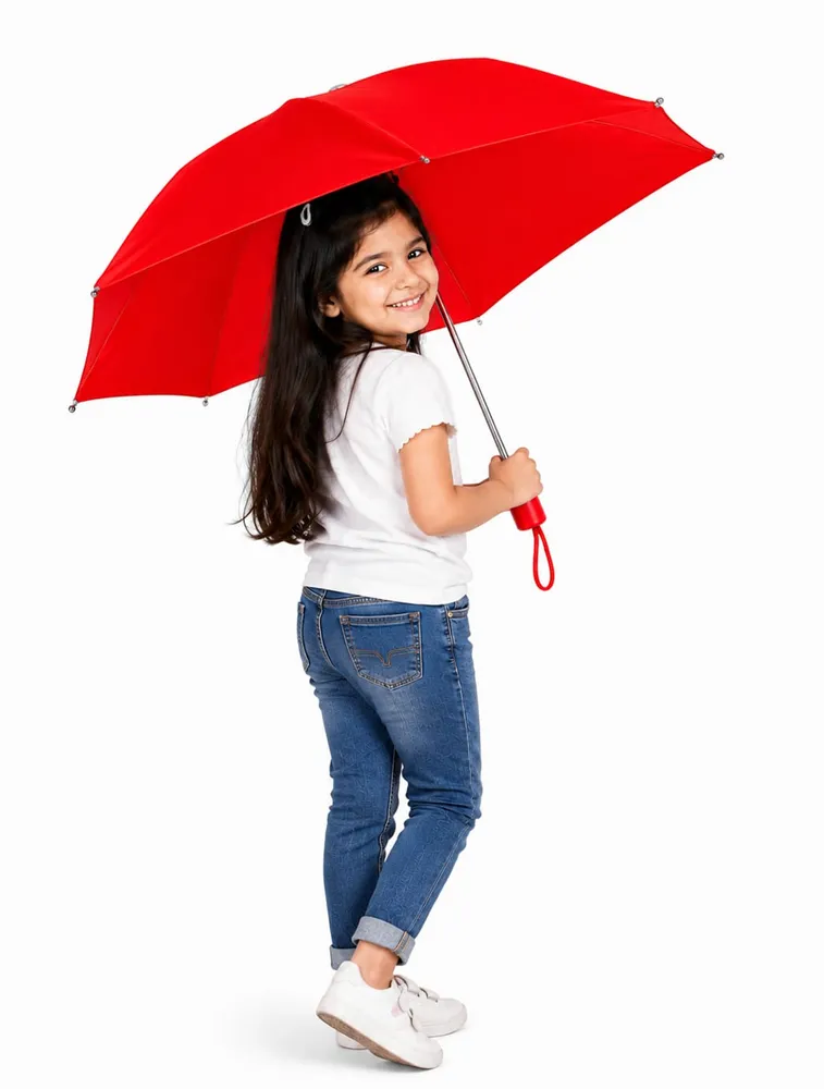 Red Summer Portable 3 Fold Umbrella 