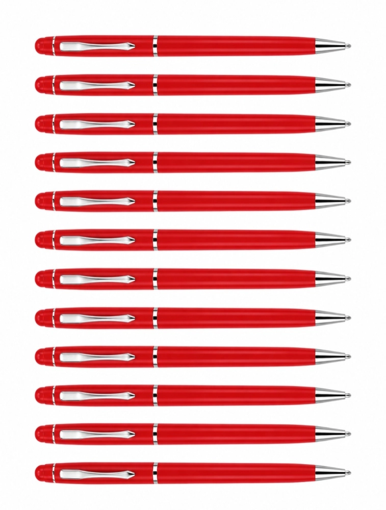 Red Premium Slim Metal Ball Pen with Silver Clip Pack of 12 — bulk from ₹470