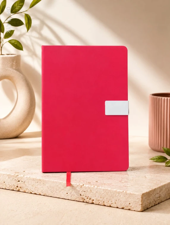 Red Premium Solid Finish Diary with Elastic Pen Holder