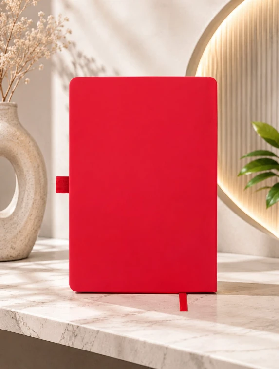 Red Premium Solid Finish Diary with Elastic Pen Holder — bulk from ₹173