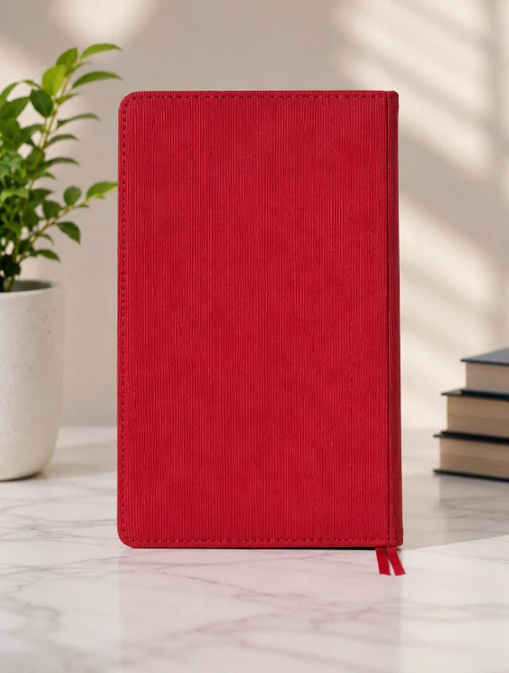 Red Premium Textured Single Line Diary