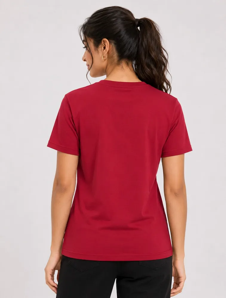 Red Womens Premium Printed T Shirts  