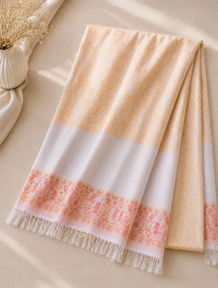 Red and Brown Premium Printed Jacquard Winter Shawls — bulk from ₹424