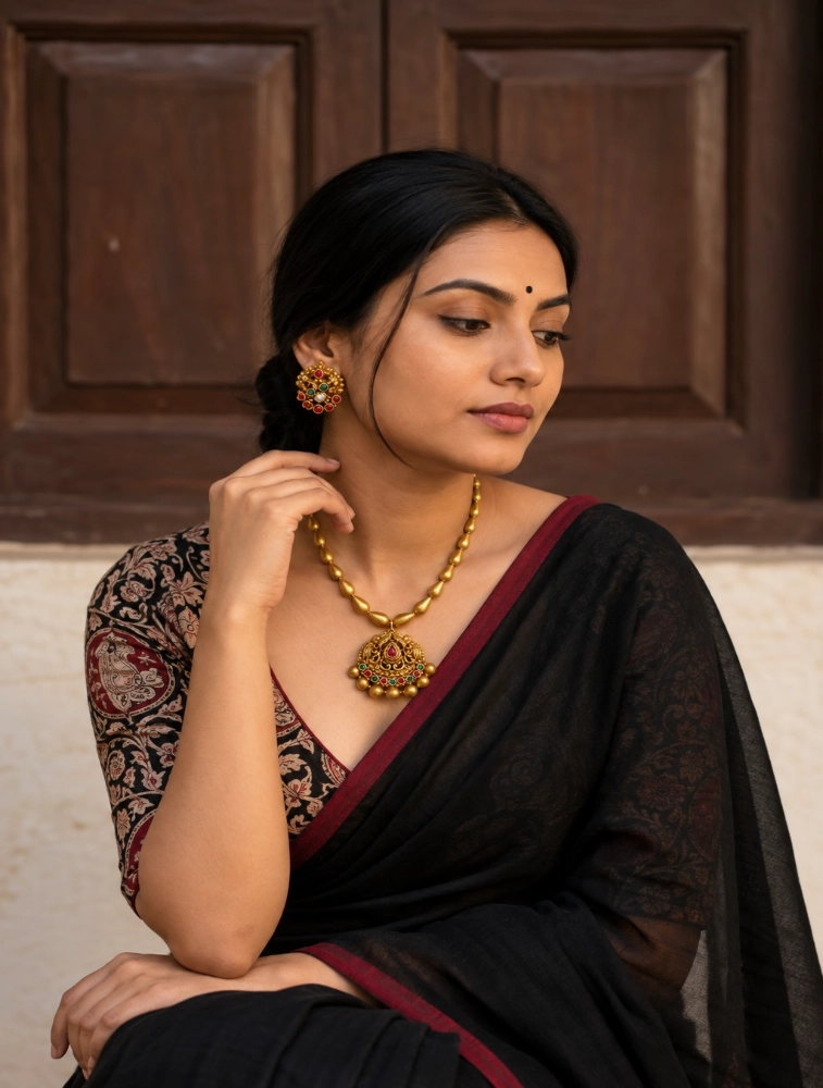 Red and Green Festive Royal Elegance Traditional Terracotta Jewellery Set