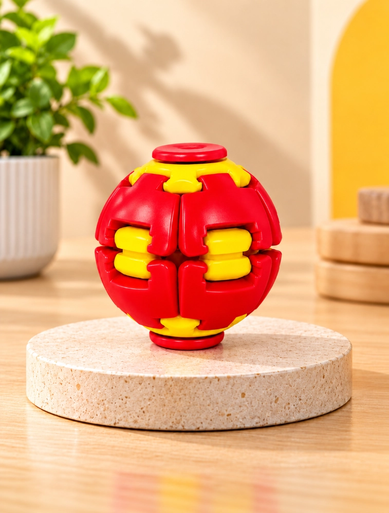 Red with Yellow Fidget Spinner Ball