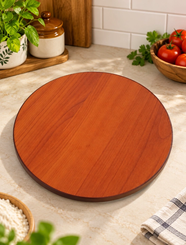 Reddish Brown Traditional Wooden Chakla Belan Large 12 Inches Rolling Board   