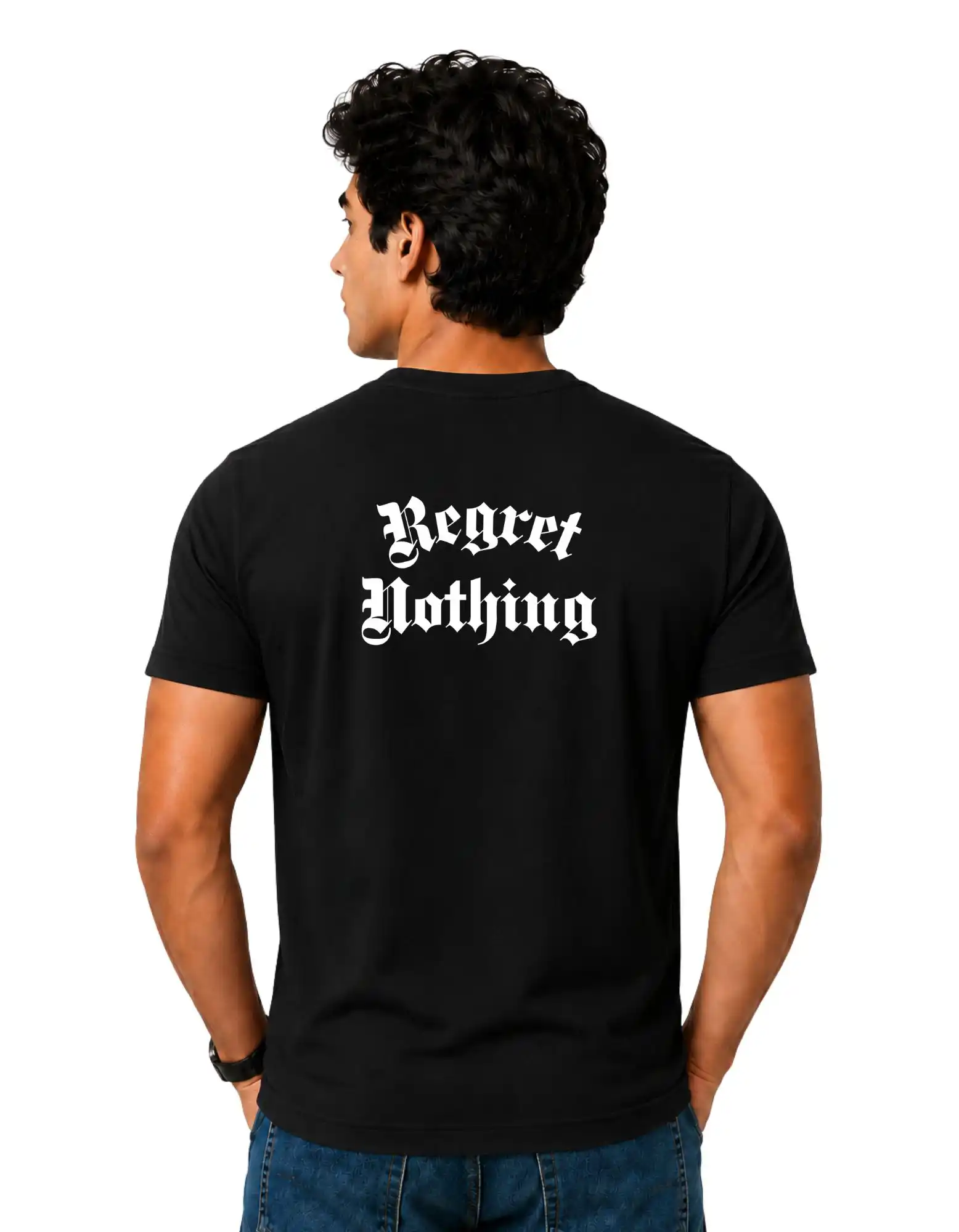 Regret Nothing Cotton Round Neck T-Shirt 180 GSM Black