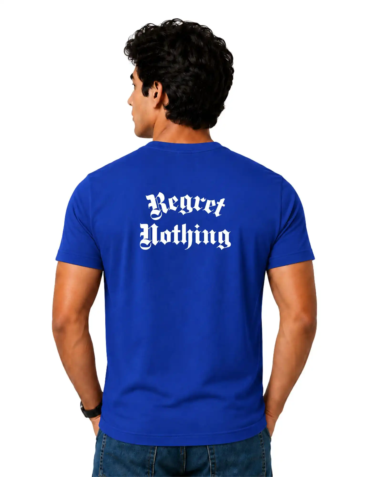 Regret Nothing Cotton Round Neck T-Shirt 180 GSM Royal Blue
