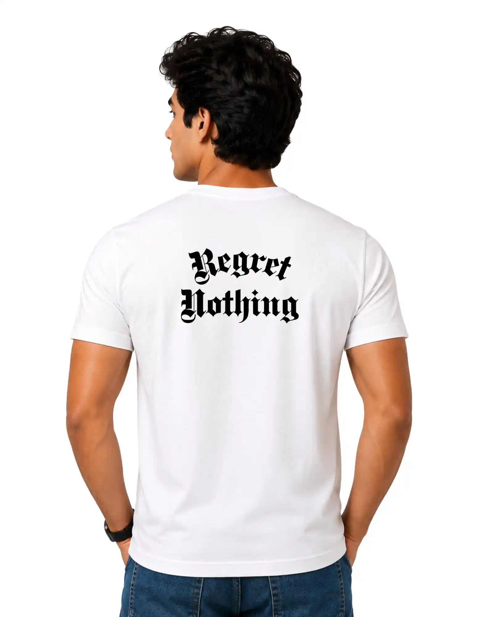 Regret Nothing Cotton Round Neck T-Shirt 180 GSM White