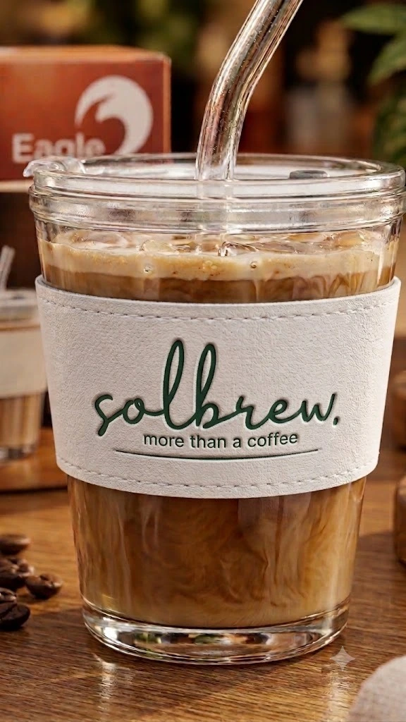 Reusable HeatResistant Glass Coffee Cup with Lid
