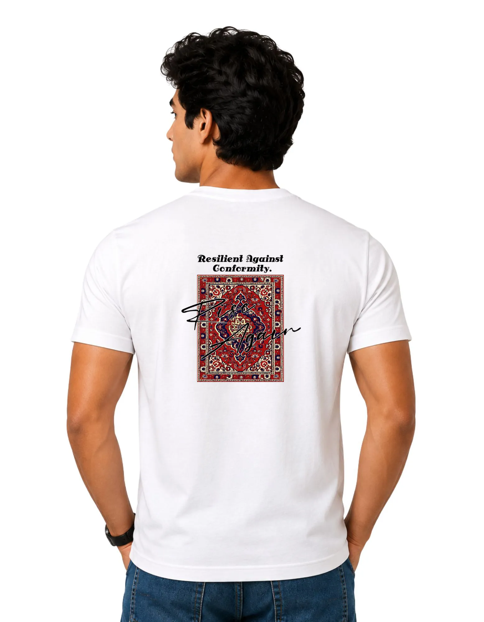Rise Again Cotton Round Neck T-Shirt 180 GSM White