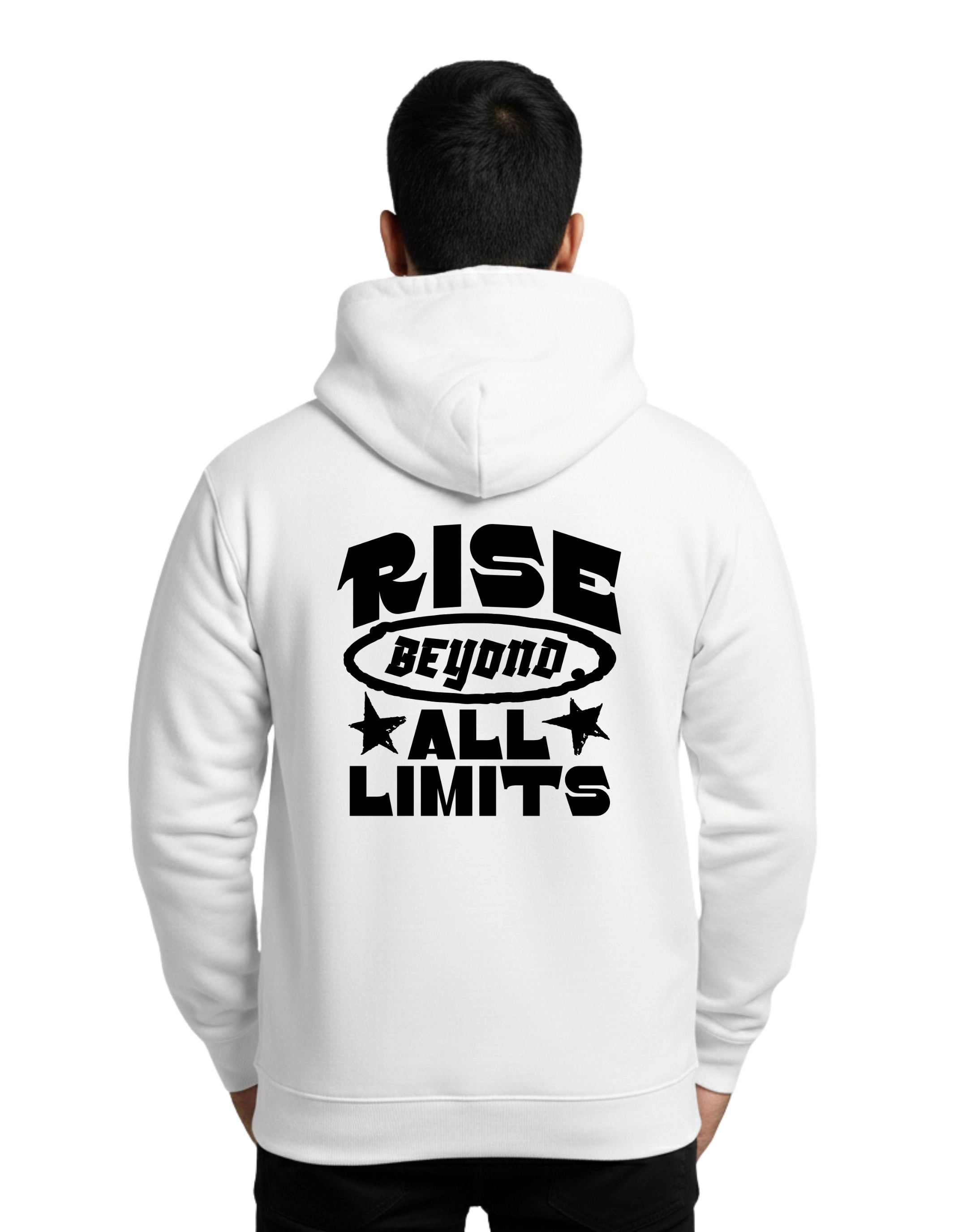 Rise Beyond All Limits Cotton Hoodie Without Zipper 300 GSM White