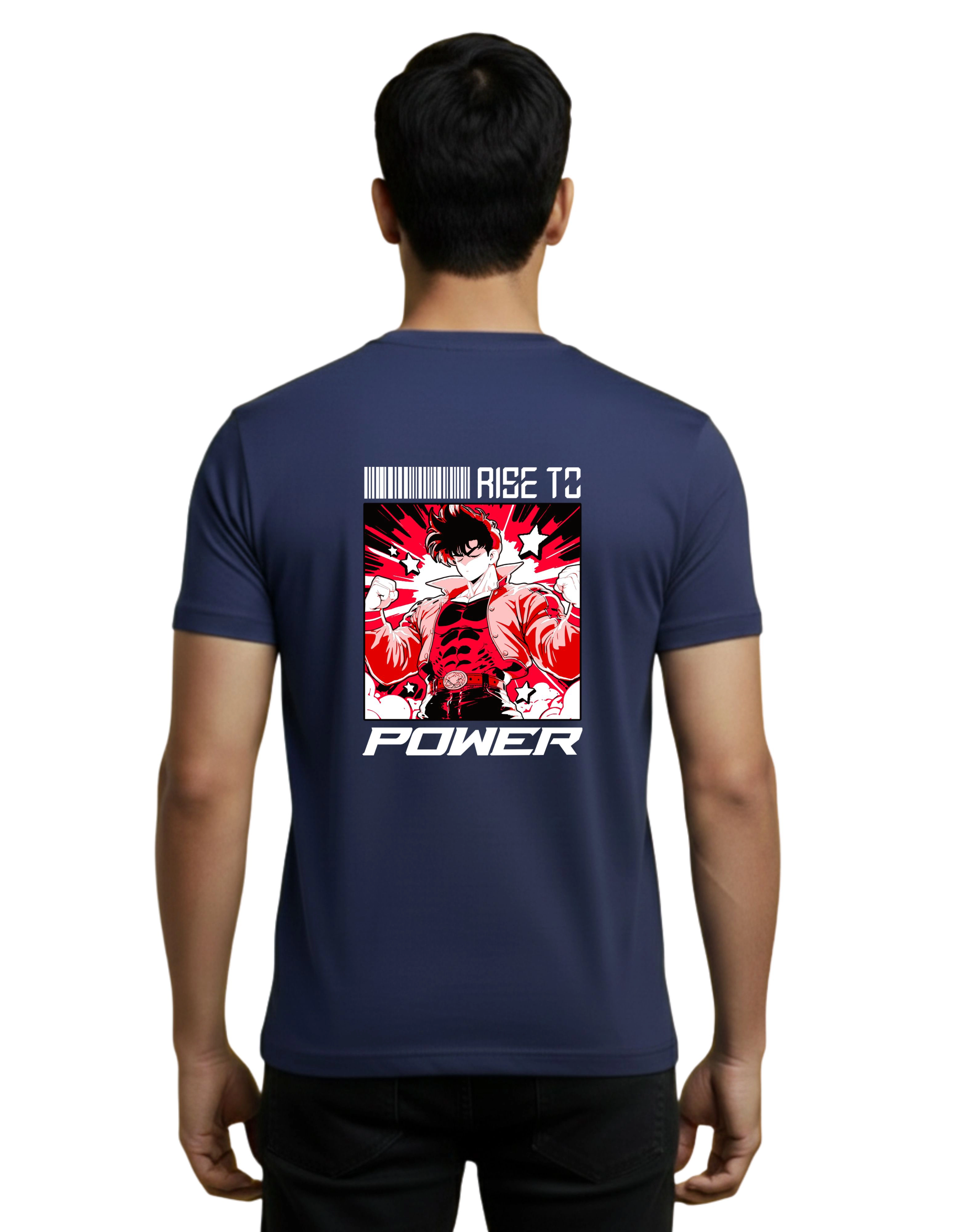 Rise To Power Cotton Round Neck T-Shirt 180 GSM Navy Blue