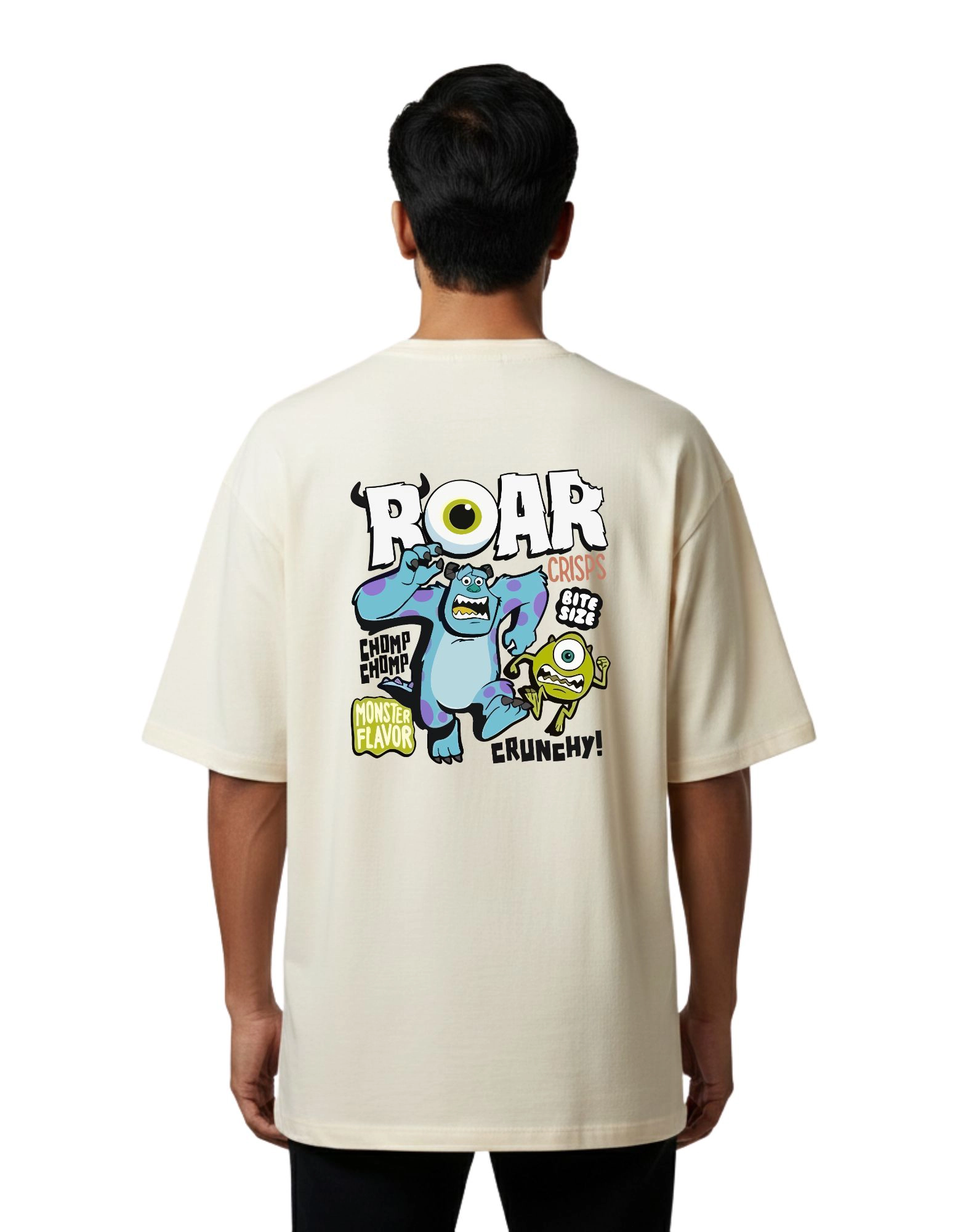 Roar Monster Oversize Cotton French Terry T-Shirt 240 GSM Beige