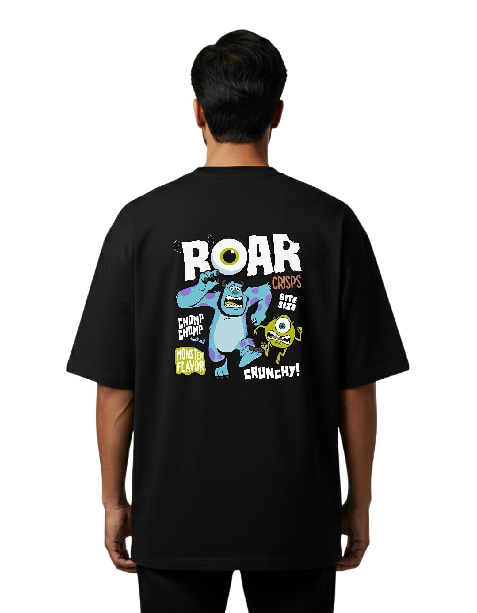 Roar Monster Oversize Cotton French Terry T-Shirt 240 GSM Black