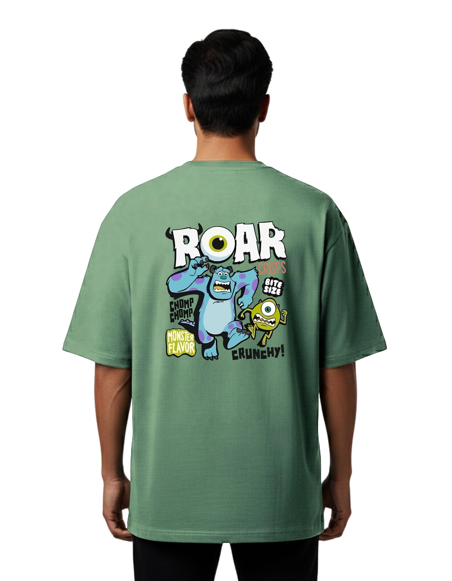 Roar Monster Oversize Cotton French Terry T-Shirt 240 GSM D Green