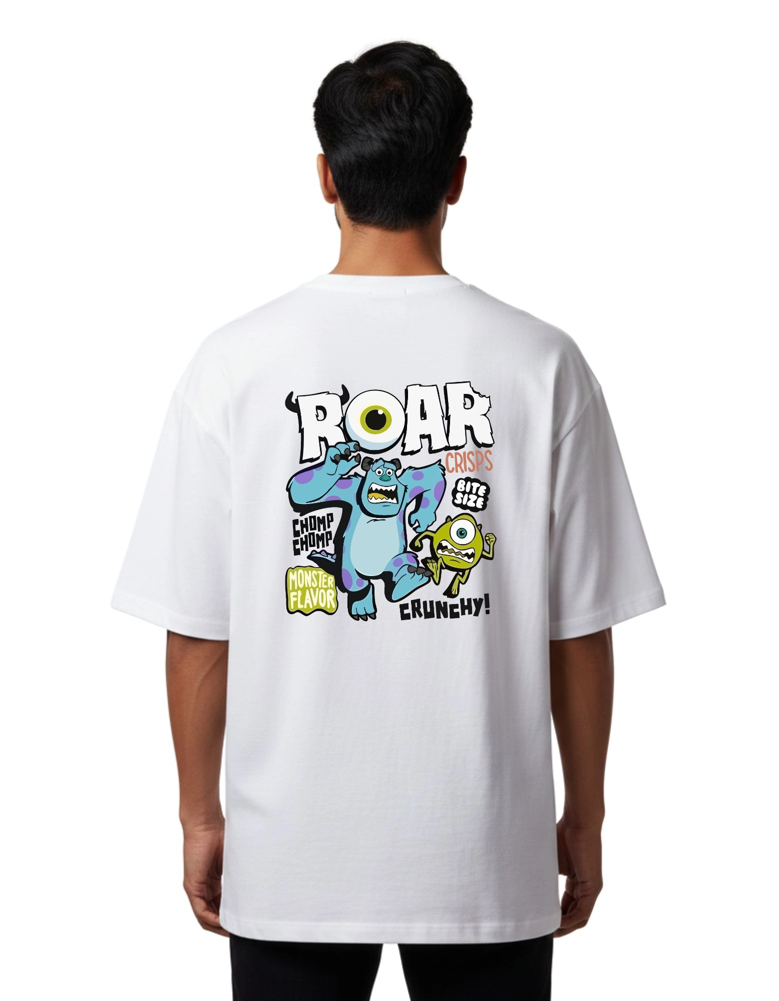 Roar Monster Oversize Cotton French Terry T-Shirt 240 GSM White