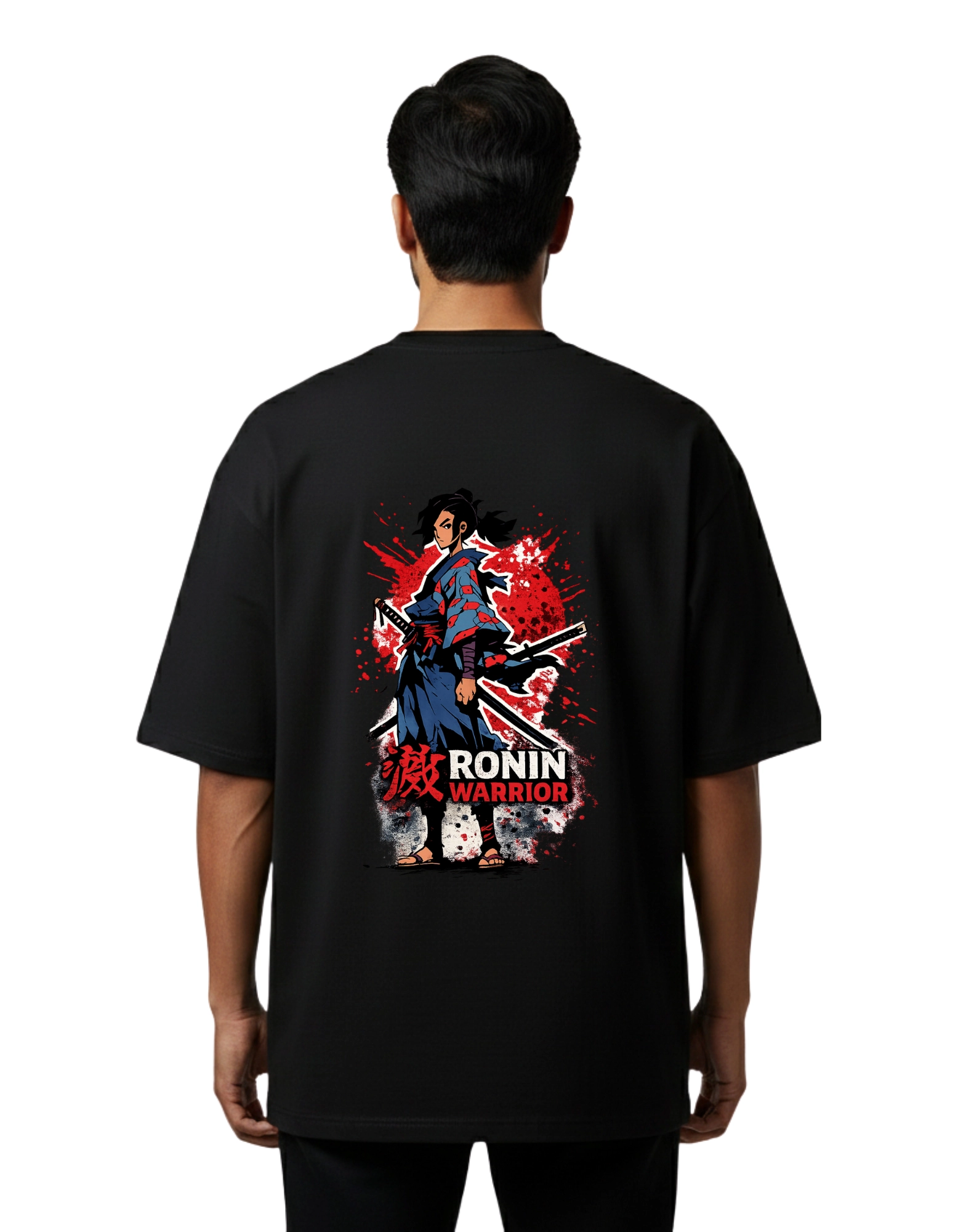 Ronin Warrior Oversized Cotton French Terry T-Shirt 240 GSM Black