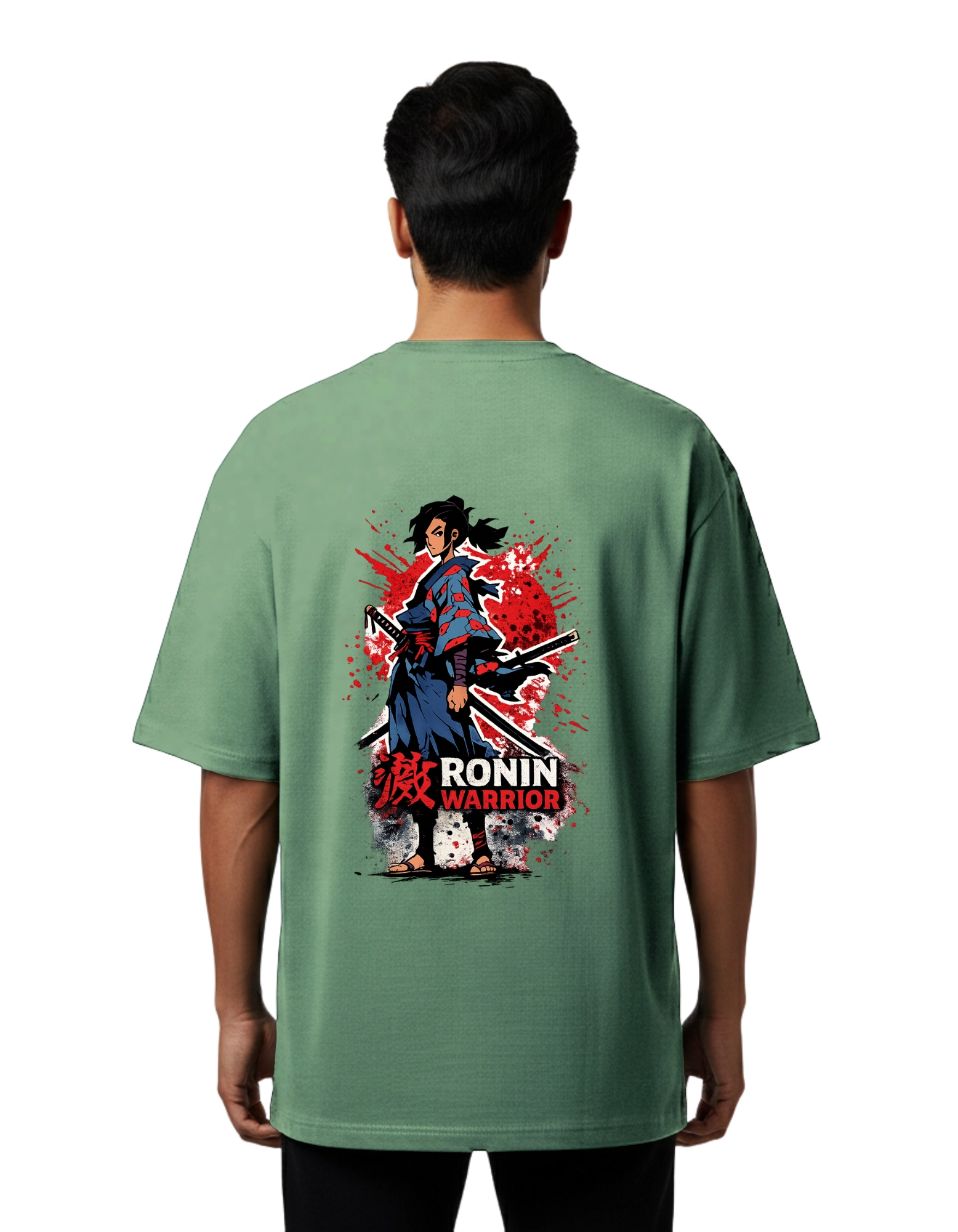 Ronin Warrior Oversized Cotton French Terry T-Shirt 240 GSM D Green
