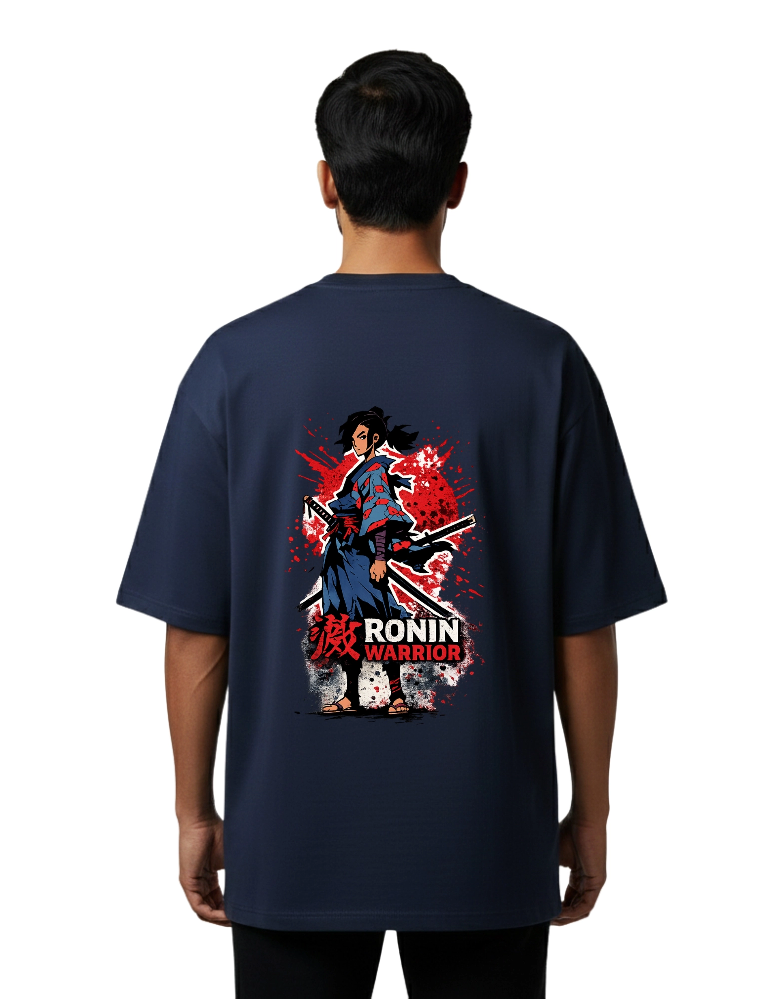 Ronin Warrior Oversized Cotton French Terry T-Shirt 240 GSM Navy Blue