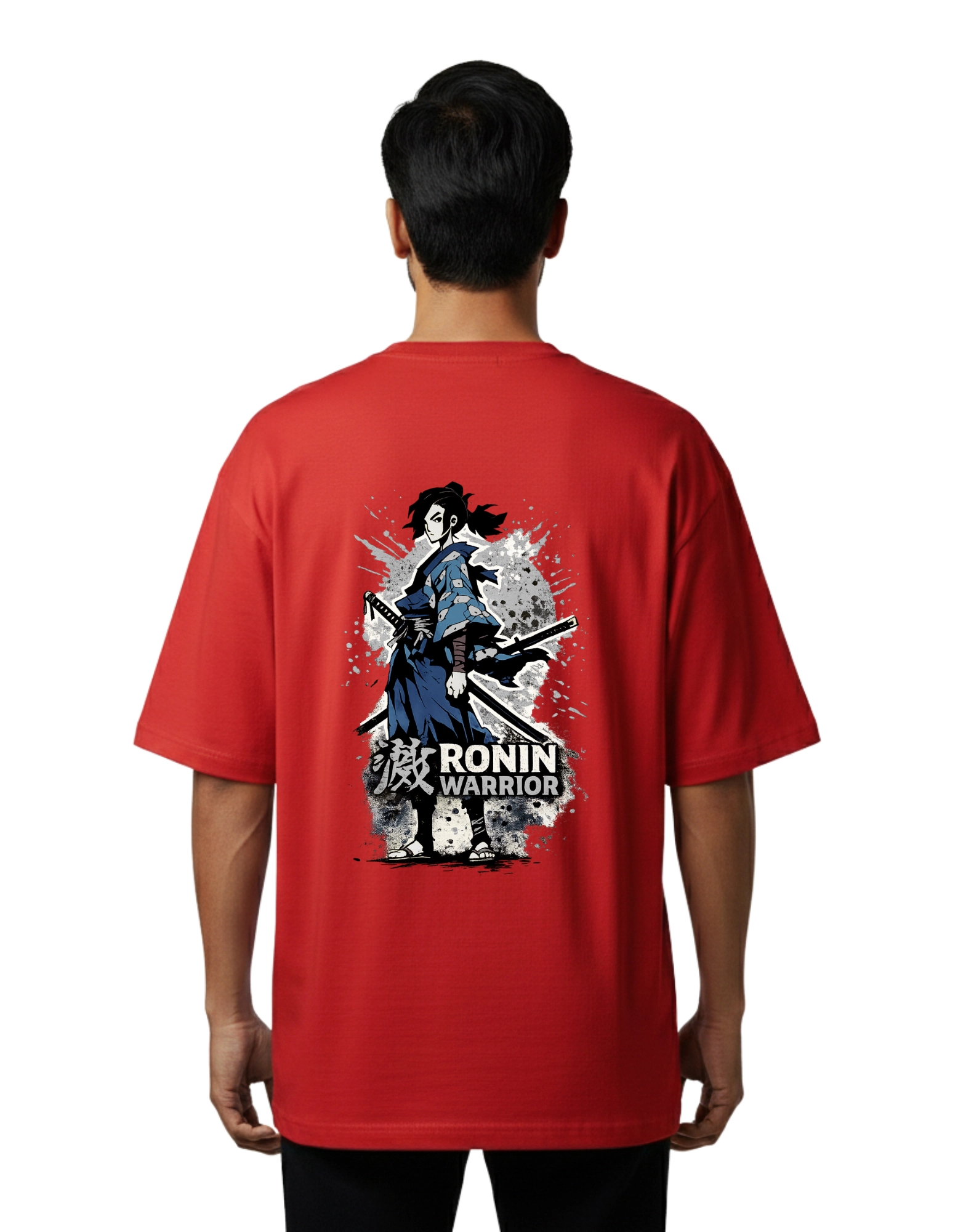 Ronin Warrior Oversized Cotton French Terry T-Shirt 240 GSM Red