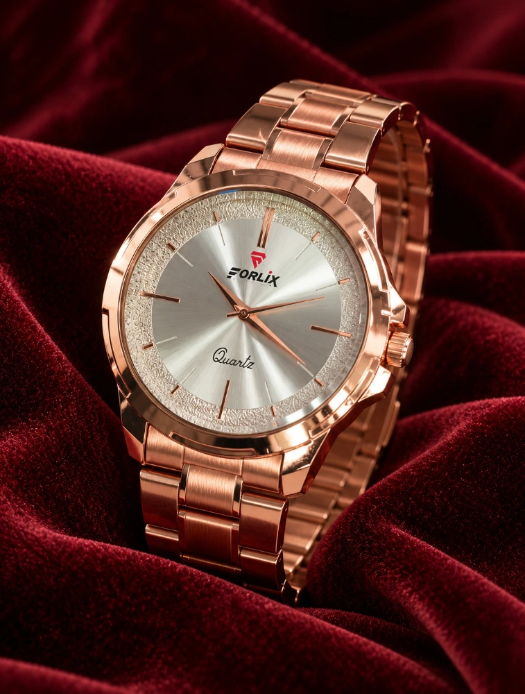 Rose Glod with Silver Modern Classic Stainless Steel Wristwatch