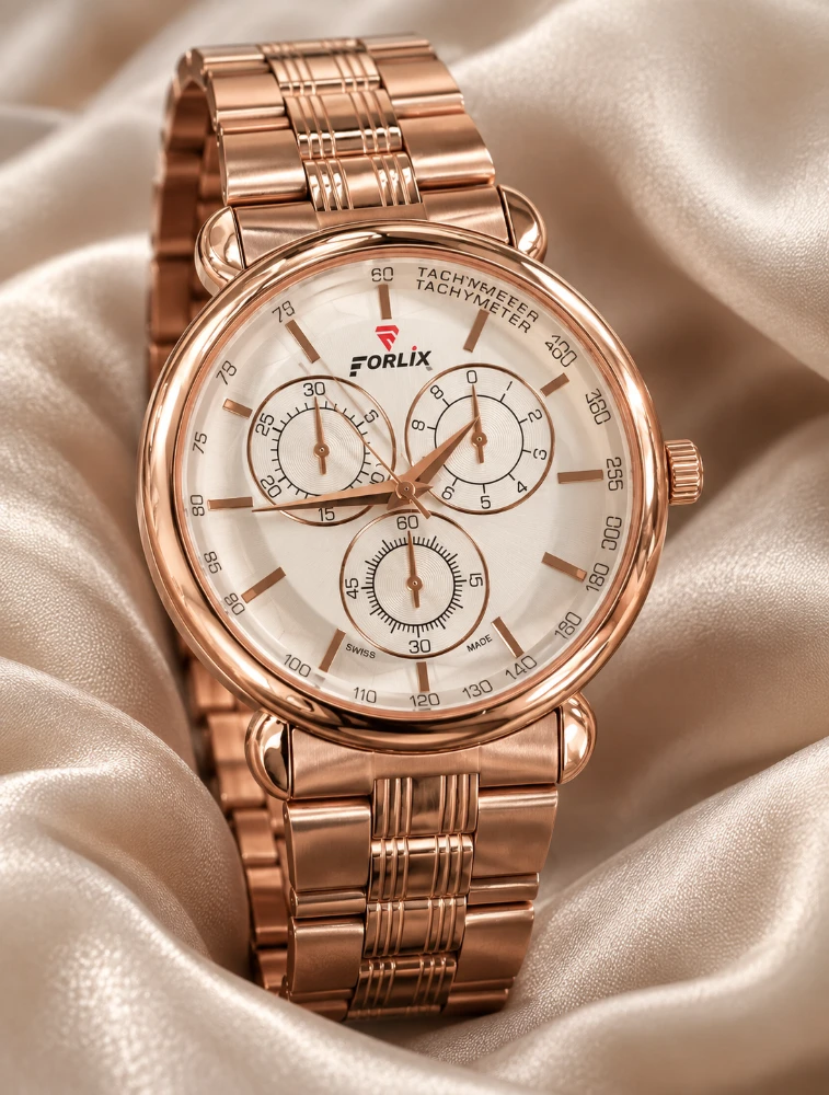 Rose Gold Mens Chronograph Analog Watch