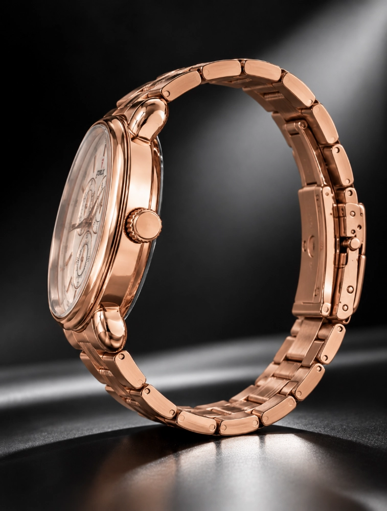 Rose Gold Mens Chronograph Analog Watch