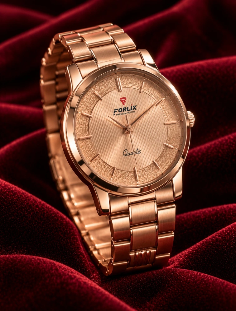 Rose Gold Round Dial Stainless Steel Analog Watch