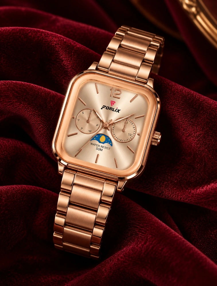 Rose Gold Stainless Steel Strap Watch