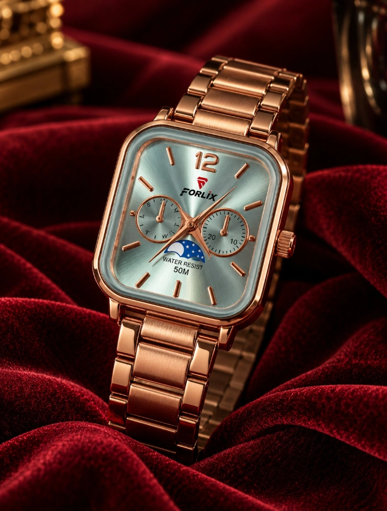 Rose Gold Stainless Steel Strap Watch