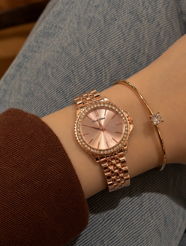 Rose Gold Womens Crystal Elegance Analog Watch