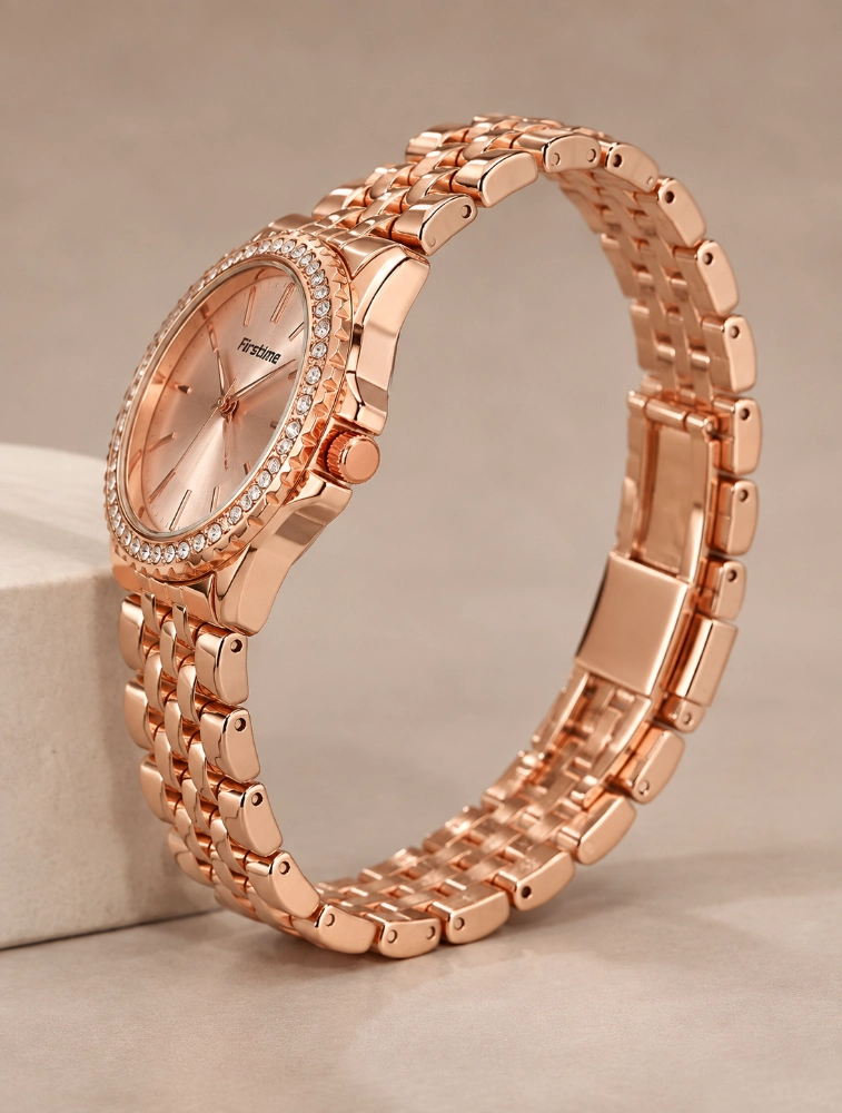 Rose Gold Womens Crystal Elegance Analog Watch