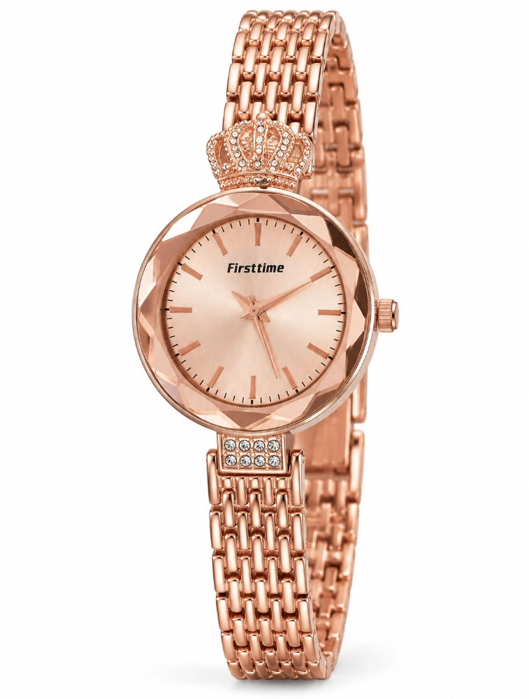 Rose Gold Womens Decorative Analog Wrist Watch