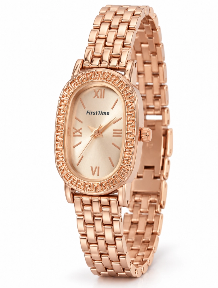 Rose Gold Womens Elegant Analog Metal Strap Watch